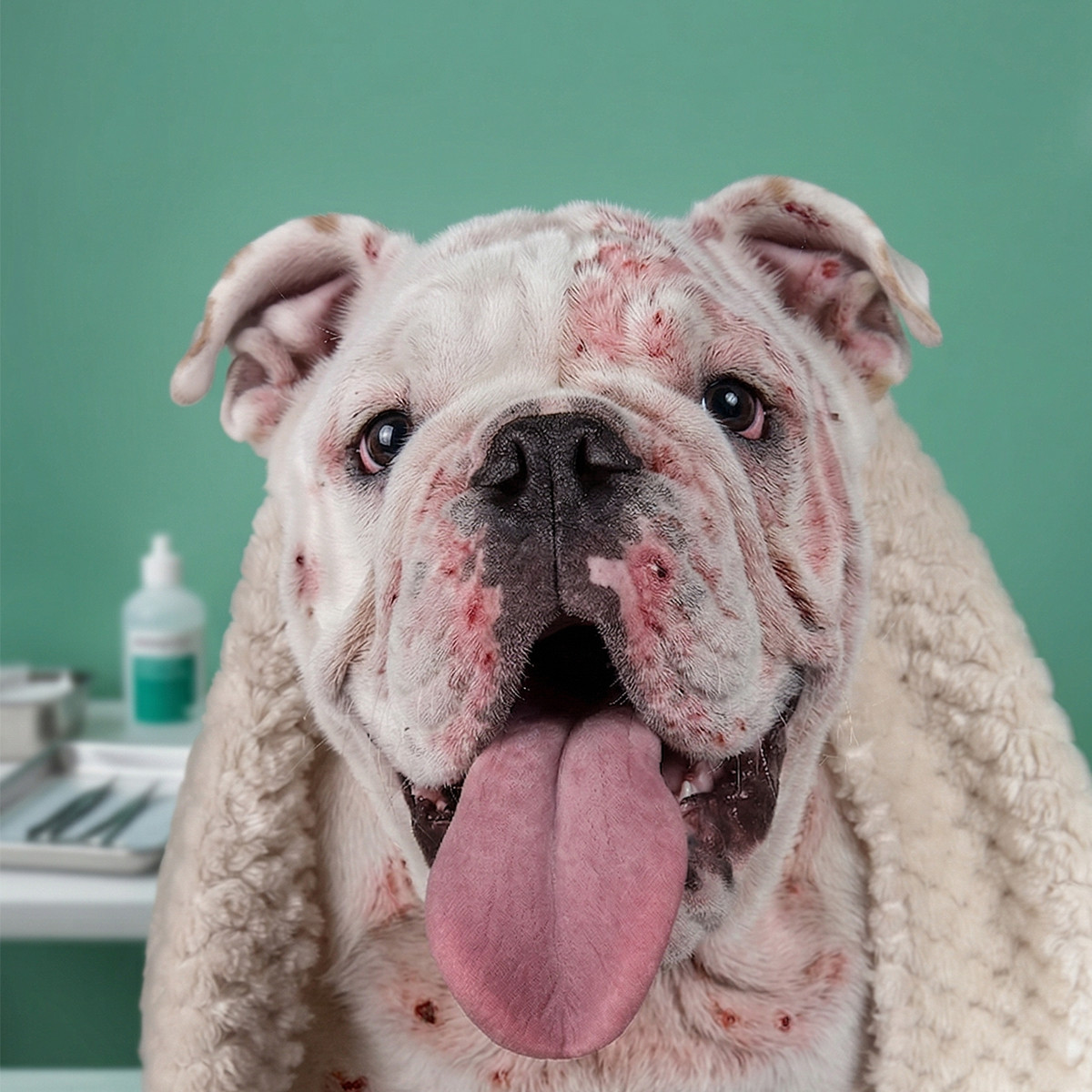 Bulldog con dermatitis